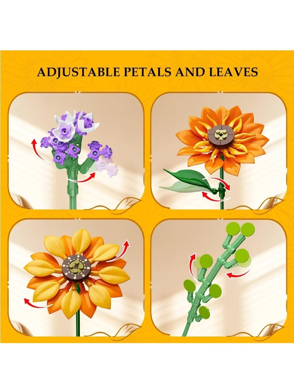 Sunflowers Bouquets Building Set - Yellow & Orange